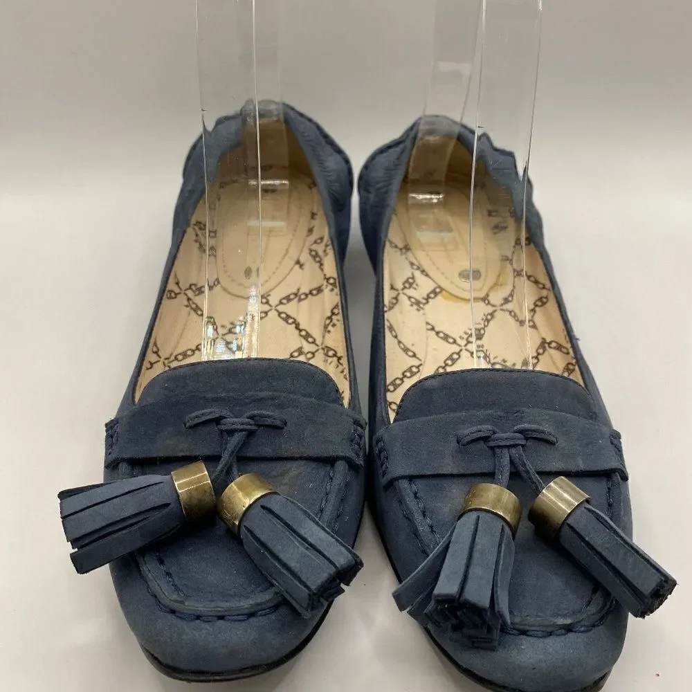 Celine Iconic Blue Suede Loafers With Tassel Size 38